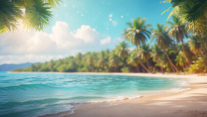 Blurred Tropical Beach Background Evoking Summer Vibes