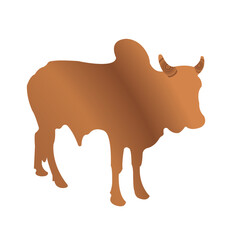 Cartoon Cow Silhouette – Flat Vector Farm Animal Illustration