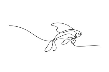 Fototapeta premium Elegant Goldfish Illustration Simple Continuous Line Aquatic Pet Art Minimalist Design