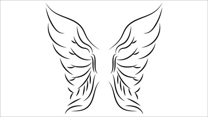 Butterfly or Angel Wings Illustration on White Background: Elegant and High-Quality Vector Art for Fantasy, Spiritual, Fashion, and Decorative Design Projects