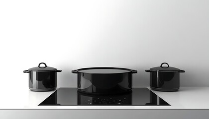 Black glass stove isolated on a white background. 