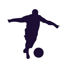 Silhouette of Soccer Player Kicking Ball - Football Vector Icon

