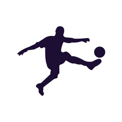 Jumping Soccer Player Silhouette - High Kick Football Vector

