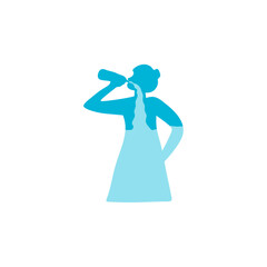 Human drinking water into body. Vector illustration for healthy lifestyle.