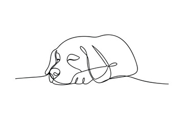 Continuous Line Drawing Of A Sleeping Dog Minimalist Single Line Art