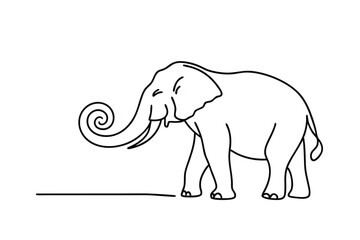 Minimalist Elephant Line Art Illustration On White Background Simple Animal Design
