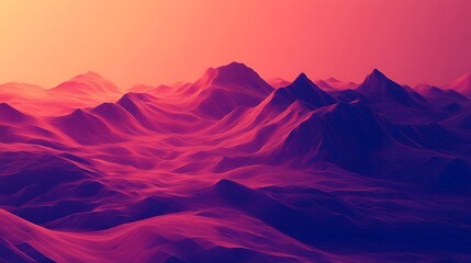 Fototapeta premium Sunset over stylized, low-poly mountains. (1)