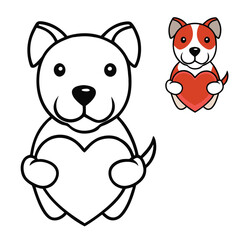 A cute pit bull dog holding a heart with its paws, eyes full of love and charm—spreading warmth, kindness, and a big dose of puppy affection.