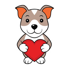 A cute pit bull dog holding a heart with its paws, eyes full of love and charm—spreading warmth, kindness, and a big dose of puppy affection.