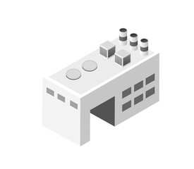 Power plant emitting pollution into the atmosphere, isometric view