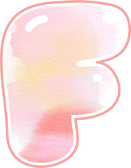 Watercolor Cloud Alphabet Letter Uppercase F.
