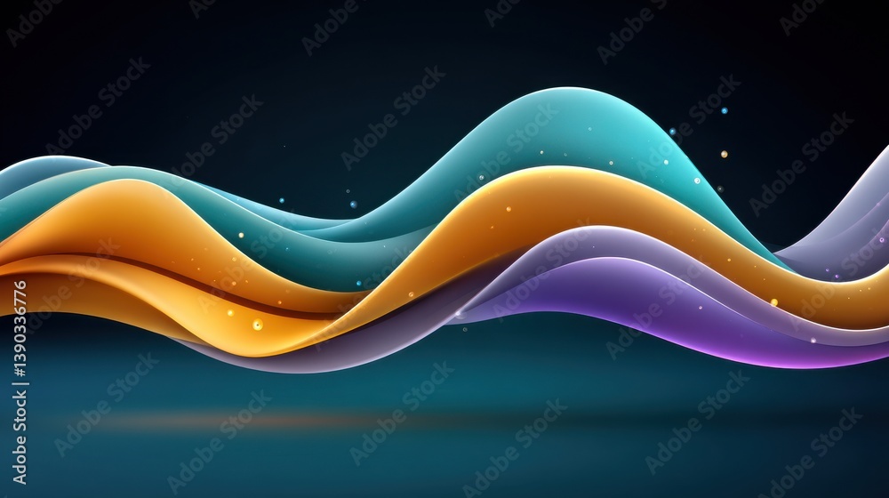 Poster dynamic flowing waves colorful patterns in digital space abstract image futuristic environment artis
