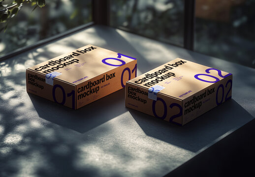 Cardboard Box Mockup for Vehicle Branding and Fleet Design
