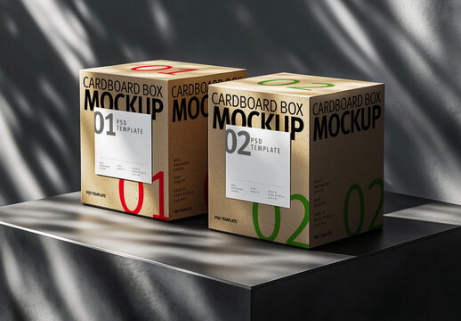 Cardboard Box Mockup for Vehicle Branding and Fleet Design
