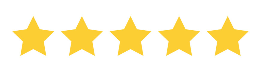 Obraz premium Five-star quality rating icon. Vector illustration. Customer feedback concept. Vector isolated flat illustration for web design. Rating stars feedback icon set