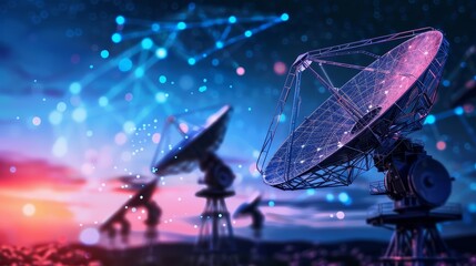 Global Network Communication Satellites - Advanced satellite technology, high bandwidth communication, global connectivity, network, future technology