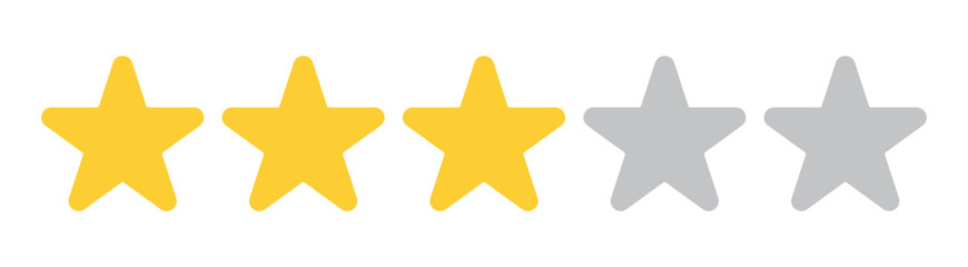 Obraz premium Five star rating, positive feedback. Customer review with three stars. Service satisfaction, quality, good rate vector illustration. rating review flat icon