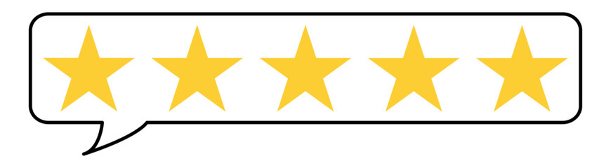 Five-star quality rating icon. Vector illustration. Customer feedback concept. Vector isolated flat illustration for web design. Rating stars feedback icon set