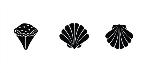 Obraz premium Seashell illustration on white background. Seashell vector set silhouette icon.
