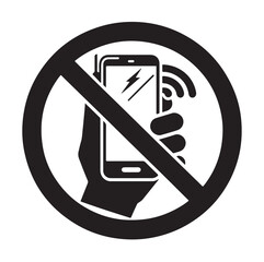 No Mobile Phones Signs Silhouettes vector.