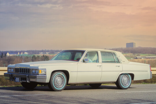 Classic vintage 1977 Cadillac Sedan DeVille american luxury car