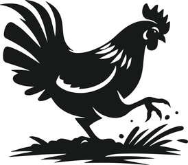 Fototapeta premium Black silhouette of a hen vector
