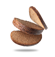 Sliced ​​loaf of rye bread closeup isolated on a white background