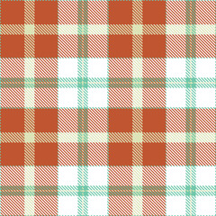 Dark seafoam blue Seamless Tartan with Pale terra cotta accents Fabric Design