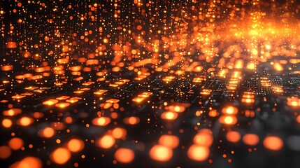 Fototapeta premium Abstract fiery digital landscape