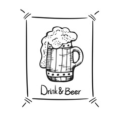 Drink Beer Logo Drawing Vector