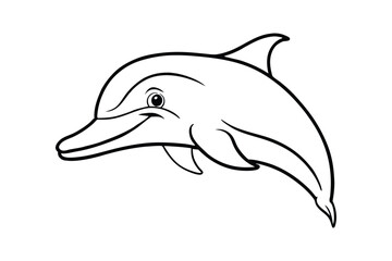 Line art drawing of a dolphin in side view.eps