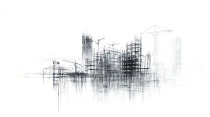 Architectural sketch of construction site