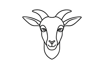 Line art drawing of a goat head in front view.eps