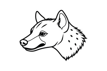 Line art drawing of a hyena head in side view.eps