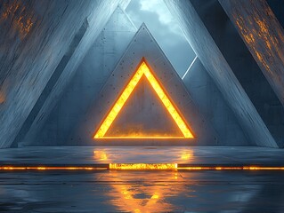 Abstract futuristic triangular interior