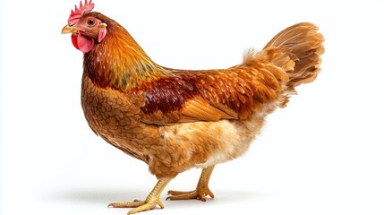 Fototapeta premium A chicken is standing on a white background