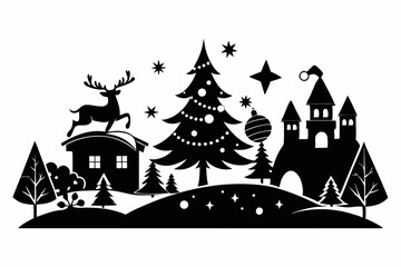 Christmas Santa silhouette black vector