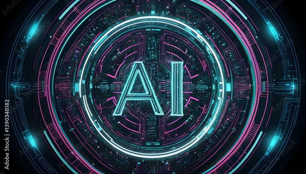 Poster Artificial Intelligence Concept, Modern Ai Design With Circuitry And Flowing Lines, A Futuristic And Technological Image. Innovation Represented, Technology Concept For Science Advancement, Visual For