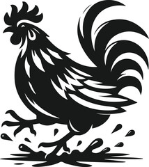 Fototapeta premium Black silhouette of a hen vector