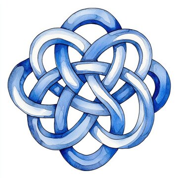 Intricate Blue Watercolor Celtic Knot Design
