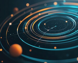 Holographic planetary map showcasing exoplanets in a galactic survey mission, deep space exploration
