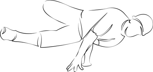 One continuous line art drawing flat illustration dancer, dancing, young adult, motion, people, lifestyle, exercising. Isolated image hand draw outline on white background