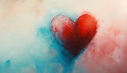 Fototapeta premium Colorful Abstract Heart Design with Soft Blue and Red Tones for Romantic or Love-Themed Projects