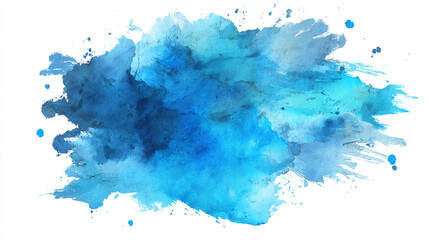 Obraz premium A watercolor splash of blue and turquoise hues on a white background creating a vibrant abstract design