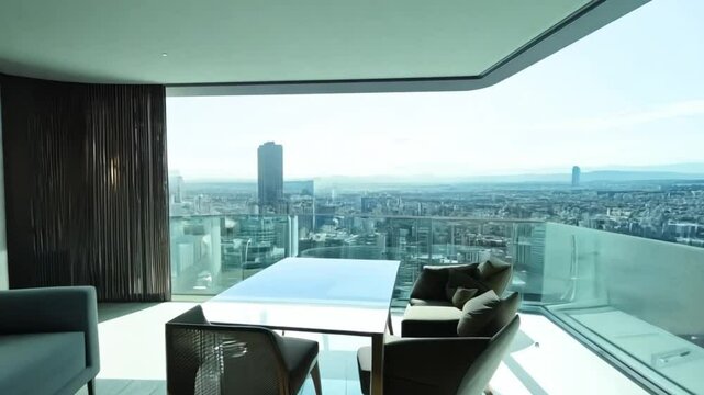 Luxury Penthouse Balcony Overlooking Expansive Cityscape