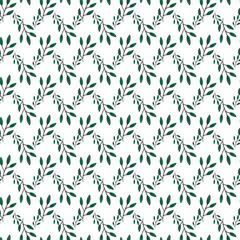 Leaves On Branch Seamless Vector Pattern Design