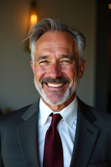 Mid-Aged Man Smiling, Exuding Smart, Approachable Energy and Charisma. AI-generated