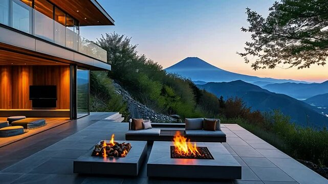 Luxury Mountain Retreat with Fire Pits and Distant Mountain View