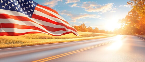 American Flag Road Sunrise