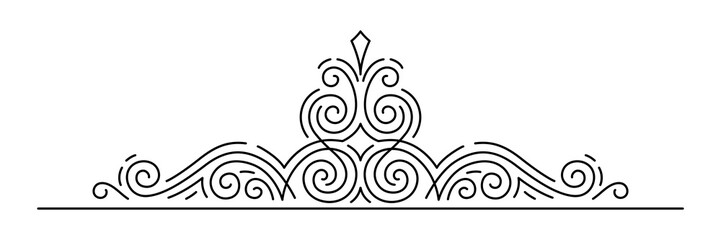 Line curl element. Modern decorative linear divider.